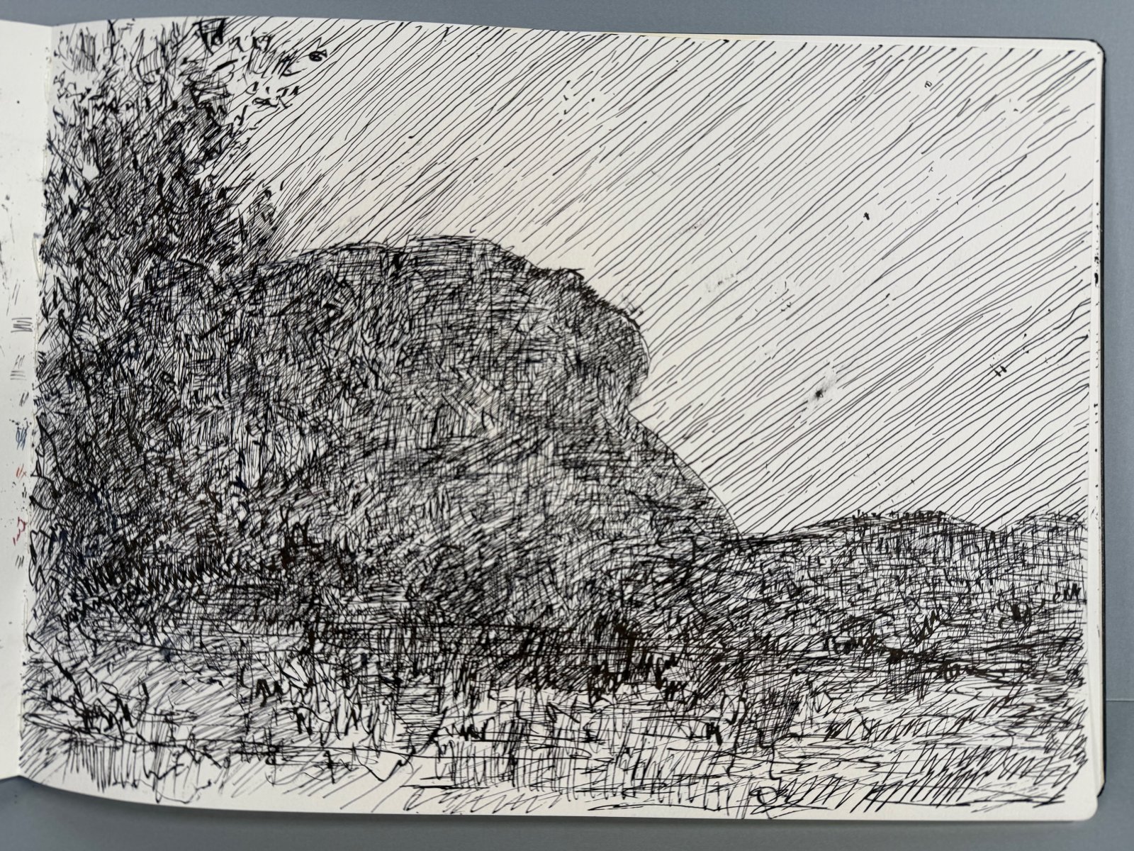 City of Rocks at Night, ink, 14 x 17 inches, copyright 2024