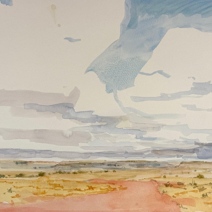North of Cabezon Peak looking East, 14 x 16 inches, watercolor, copyright 2023