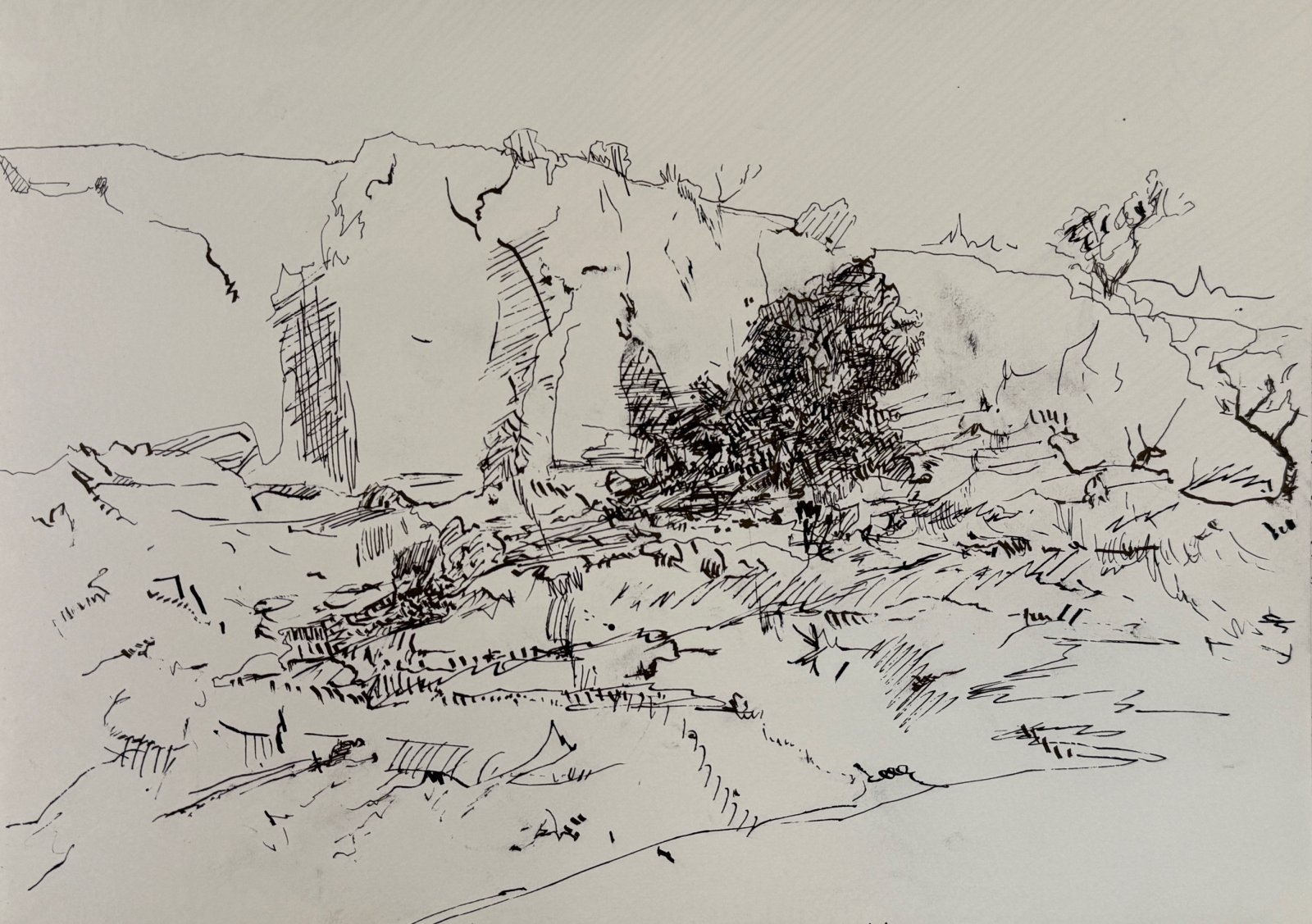 Escalante Eclipse, 12 x 15 inches, ink, copyright 2023