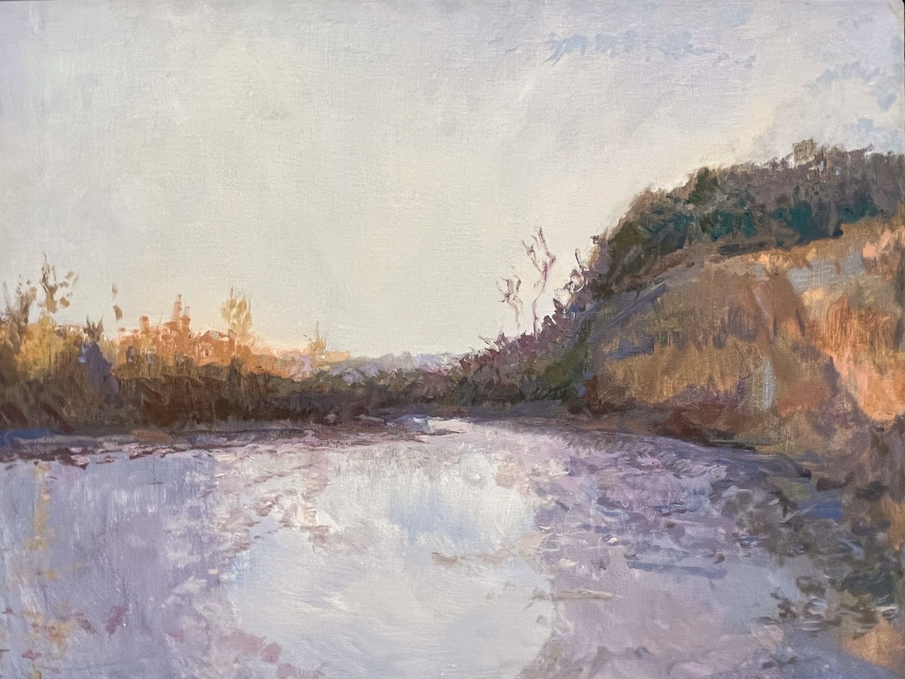 Lower Elwha, Fall morning, oil on canvas, 22 x 28 inches, copyright 2024, Private collection
