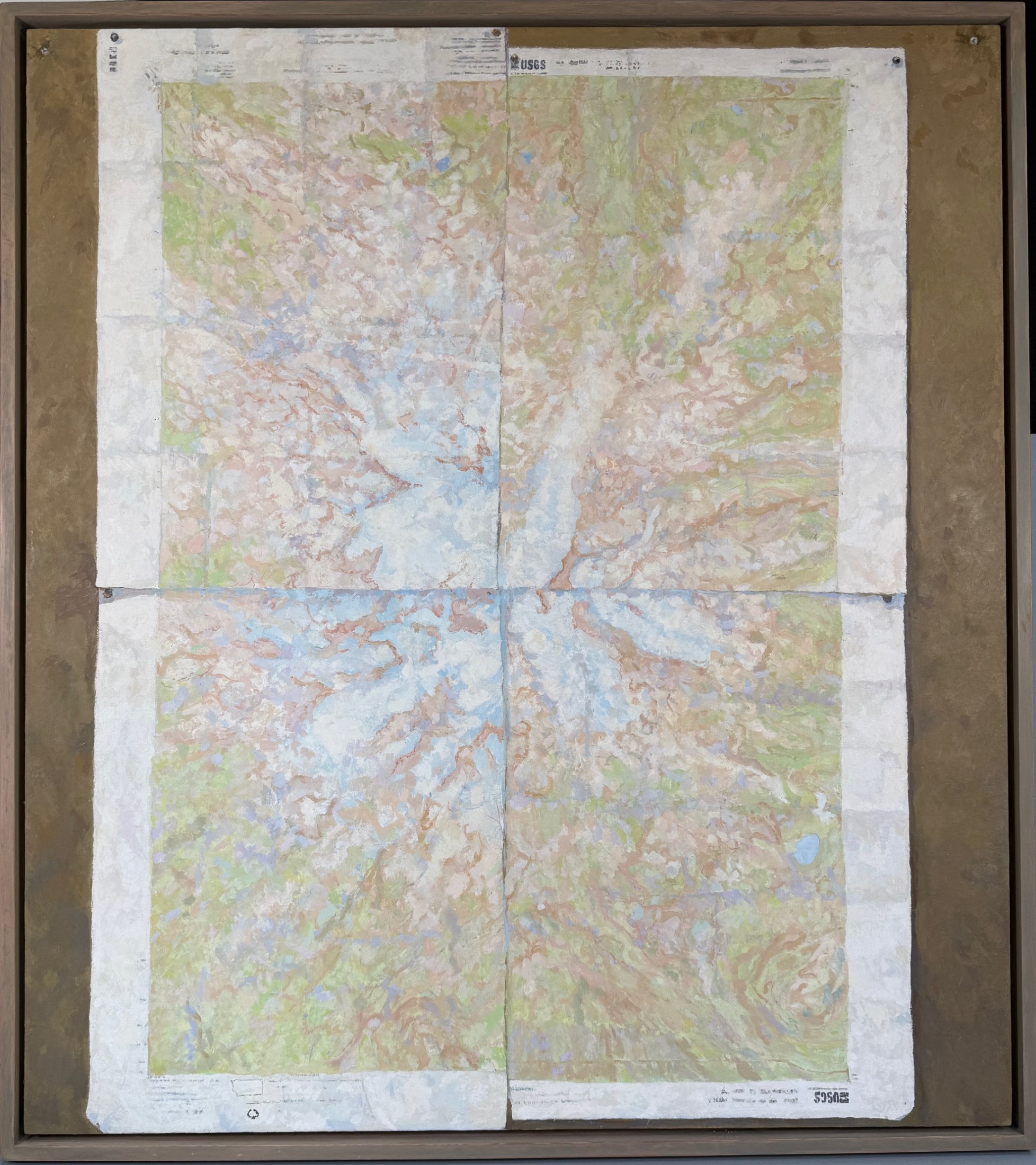 Tahoma Map, 51 x 43 inches, oil on linen, copyright 2023